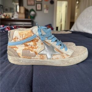 Golden Goose Sneakers with Blue and Silver Accents